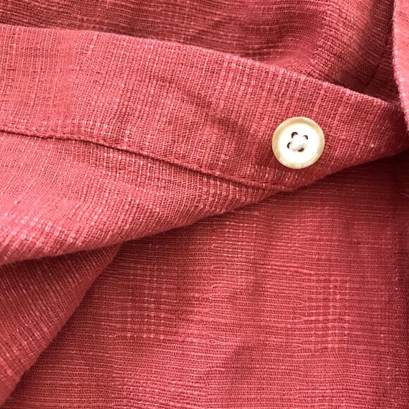 Tasso Elba Shirt Men XXL Red Button Up Silk Linen Pocket Short Sleeve Collared - Picture 11 of 12